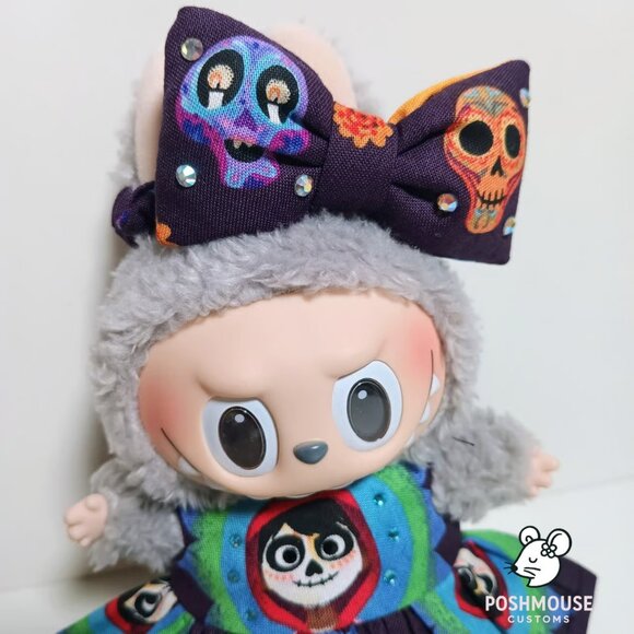 Dia De Los Muertos Disney Coco Miguel Dress and Skull Bow for Labubu - Picture 4 of 9